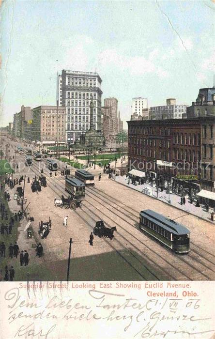CLEVELAND  Ohio USA Superior Street looking East showing Euclid Avenue