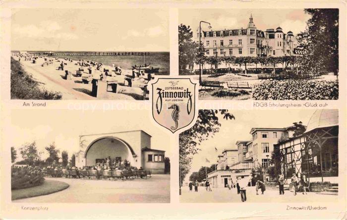 ZINNOWITZ Ostseebad Strand FDGB Erholungsheim Glueck auf Konzertplatz Pavillon Z