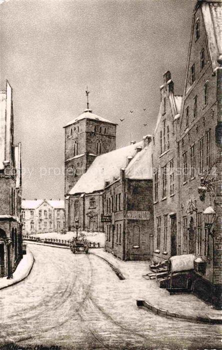Itzehoe Kirchenstrasse vor 100 Jahren Kuenstlerkarte