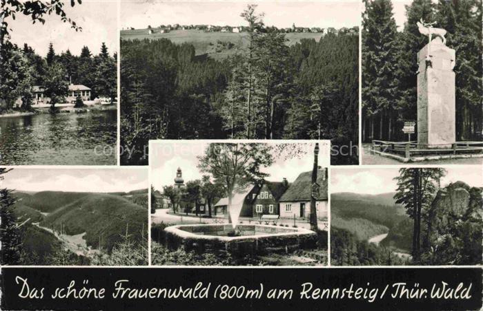 Rennsteig Panorama Frauenwald Denkmal Hirschstatue