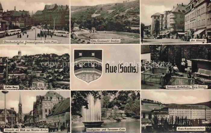 AUE Erzgebirgskreis Sachsen Omnibusbahnhof Stalin-Platz Otto-Grotewohl-Stadion