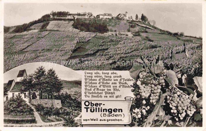 Obertuellingen Loerrach Panorama Weinberge Tuellinger Hoehe Kirche Weintrauben B