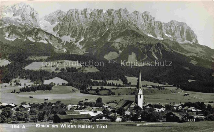Elmau Ellmau Tirol AT Ortsansicht mit Kirche Blick gegen Wilden Kaiser