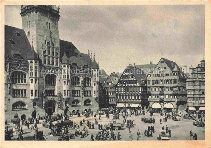 STUTTGART  CITY Marktplatz Renaissance-Giebelhaeuser neugotischer Rathausbau