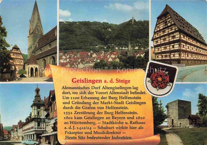 GEISLINGEN  Steige BW Motive Ortszentrum Kirche Fachwerkhaus Historie