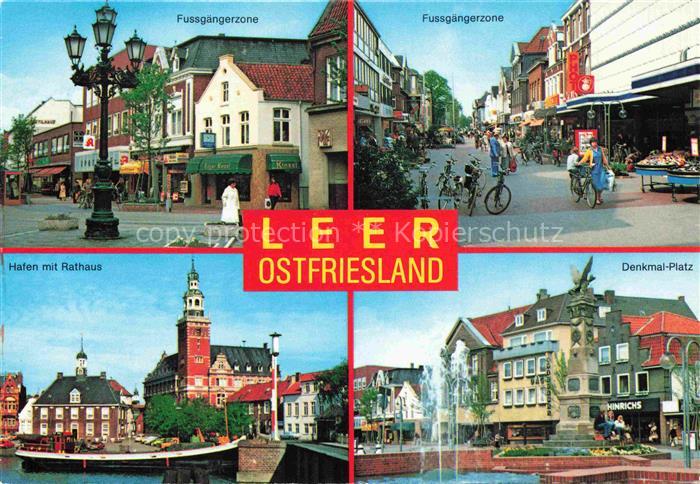 Leer Ostfriesland Fussgaengerzone Hafen Rathaus Denkmalplatz Brunnen