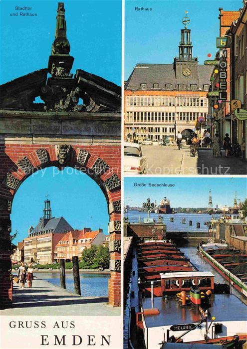 EMDEN  Ostfriesland Stadttor Rathaus Grosse Seeschleuse