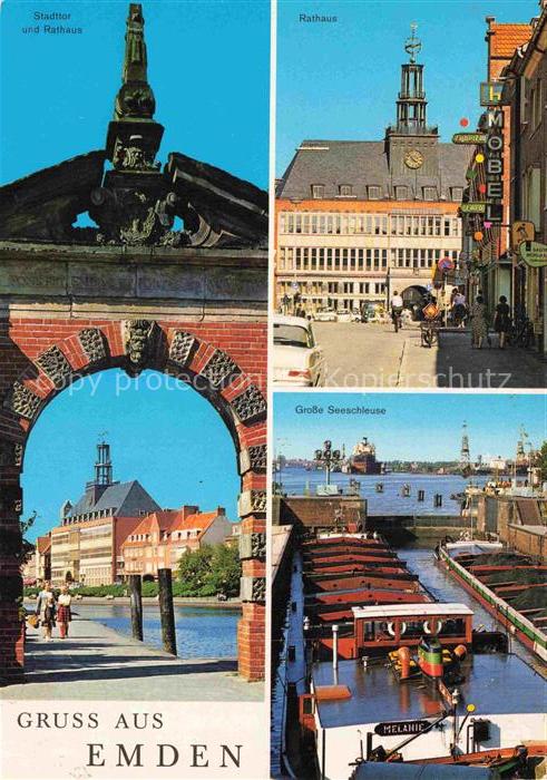 EMDEN  Ostfriesland Stadttor Rathaus Grosse Seeschleuse