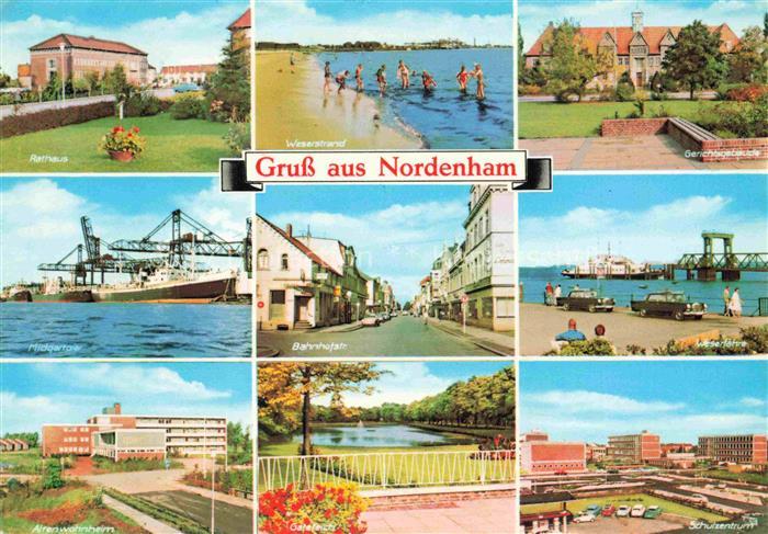 Nordenham Wesermarsch Niedersachsen Rathaus Weserstrand Gerichtsgebaeude Pier Ba