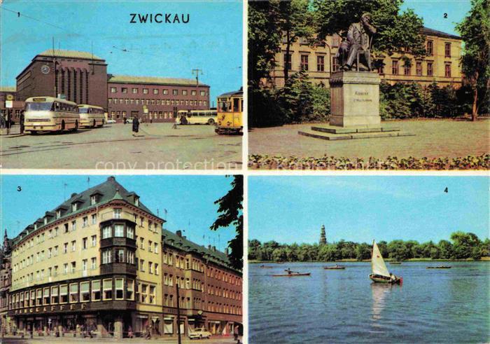 ZWICKAU  Sachsen Hauptbahnhof Robert-Schumann-Denkmal Ringcafé Schwanenteich