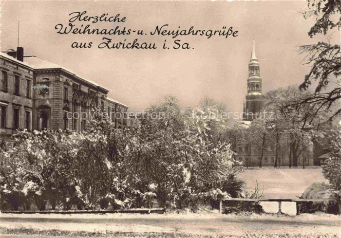 ZWICKAU  Sachsen Blick zum Dom Weihnachts- und Neujahrskarte
