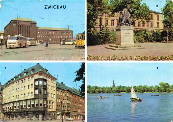 ZWICKAU  Sachsen Hauptbahnhof Robert-Schumann-Denkmal Ringcafé Schwanenteich