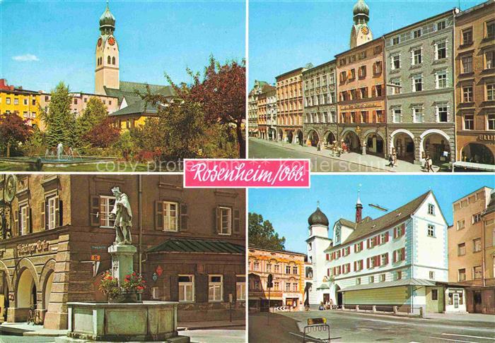 ROSENHEIM  Bayern Motive Stadtzentrum Kirche Brunnen