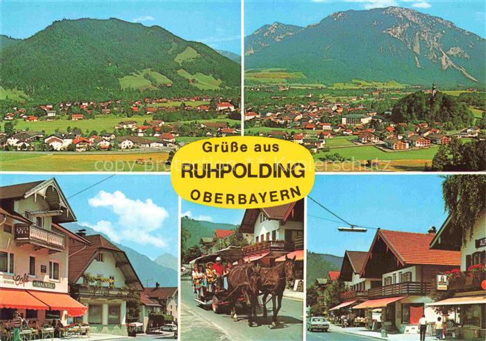 Ruhpolding Bayern Ortszentrum Pferdewagen Luftkurort Wintersportplatz Bayerische