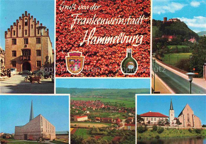Hammelburg Bad Kissingen Bayern Ortsansichten Giebelhaus Kirche Panorama Franken
