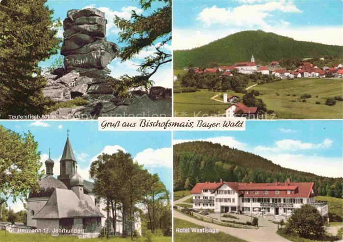 Bischofsmais Regen Bayern Teufelstisch Felsen Panorama St. Hermann Kirche 17. Jh