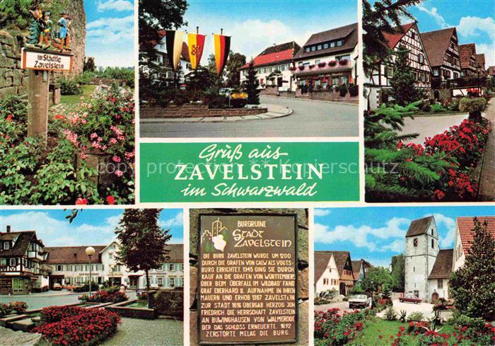 Zavelstein Wegweiser Motive Ortszentrum Kirche