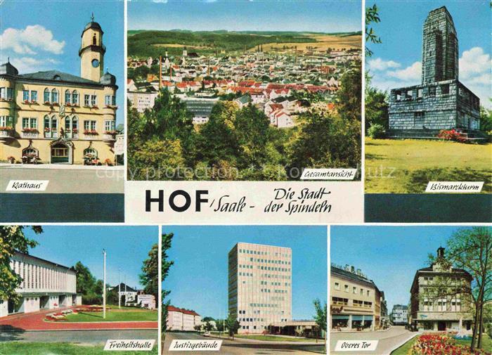 HOF  SAALE Bayern Gesamtansicht Rathaus Bismarckturm Freiheitshalle Justizgebaeu