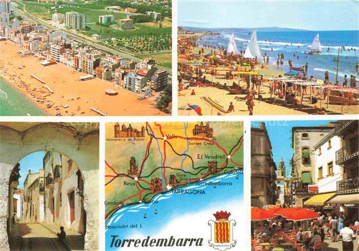 Torredembarra Tarragones ES Hotels Strand Luftaufnahme Ortszentrum Strassencafés