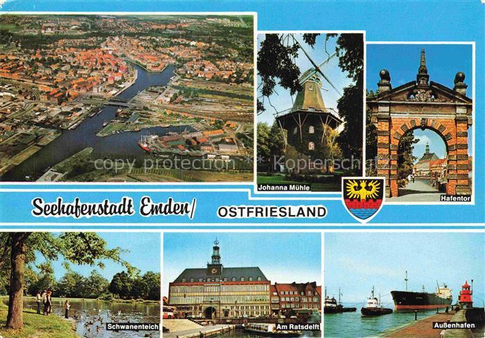 EMDEN  Ostfriesland Luftbild Johanna Muehle Hafentor Schwanenteich Am Ratsdelft