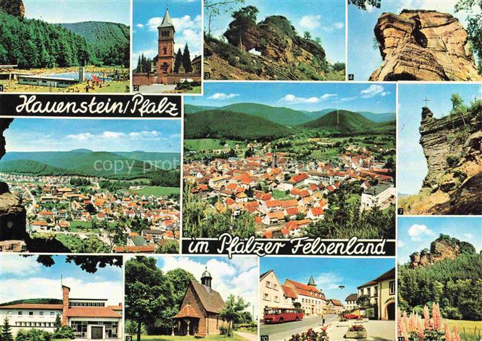 Hauenstein  Pfalz Freibad Kirche Felsentor Felsformationen Ortsansichten Karmelk