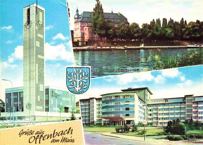 OFFENBACH  MAIN Markuskirche Mainansicht mit Schloss Ketteler-Krankenhaus
