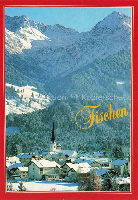 Fischen Allgaeu Bayern Winterpanorama Blick gegen Nebelhorn und Rubihorn