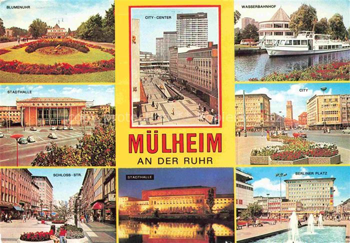 MueLHEIM  RUHR NRW Blumenuhr City-Center Wasserbahnhof Stadthalle City Schlosstr