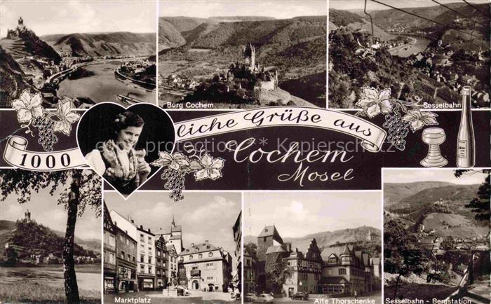 Cochem Kochem Mosel Panorama Moseltal Burg Cochem Sesselbahn Weinberge Marktplat