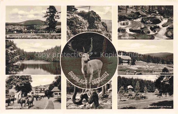 Braunlage Harz Niedersachsen Panorama Wurmberg Hahnenkleeklippe Felsen Bodefaell