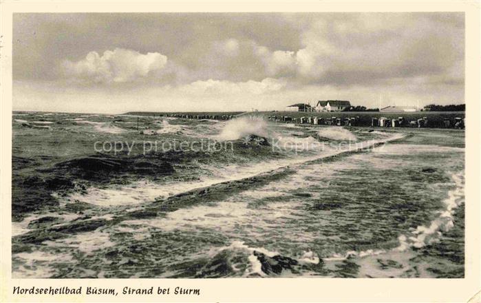 BueSUM Nordseebad Schleswig-Holstein Strand bei Sturm