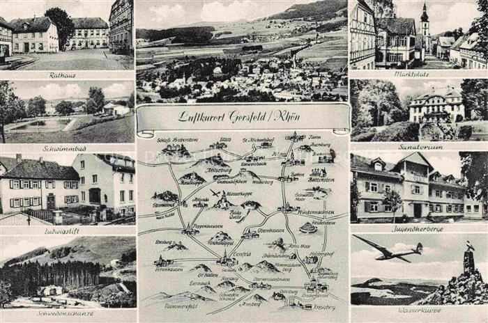 Gersfeld Rhoen Rathaus Panorama Marktplatz Schwimmbad Sanatorium Ludwigstift Jug