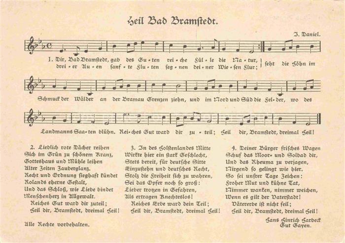 Bad Bramstedt Schleswig-Holstein Lied Heil Bad Bramstedt Noten
