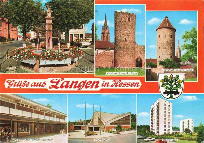 Langen  Offenbach Hessen Brunnen Stumpfer Turm Spitzer Turm Altstadt Oberlinden