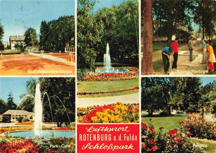 Rotenburg Fulda Hessen Jugendherberge Kurpark Fontaene Parkcafé Kleingolfanlage