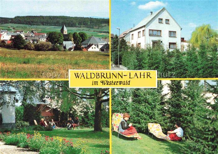Lahr Waldbrunn Westerwald Hessen Ansicht mit Kirche Pension Haus Fernblick Garte