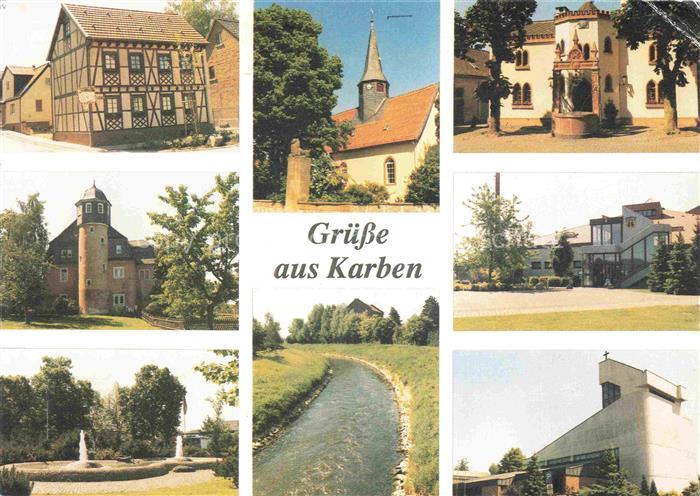 Karben Wetteraukreis Hessen Teilansichten Kirche Park Partie am Fluss