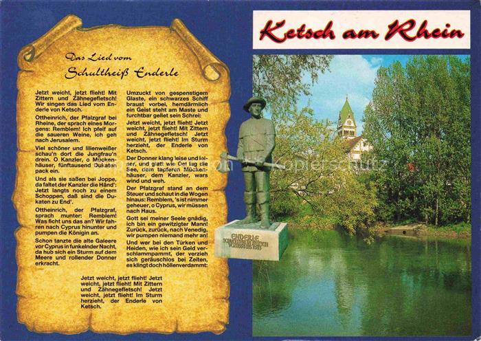 Ketsch Rhein HEIDELBERG BW Das Lied vom Schultheiss Enderle Statue Partie am Was