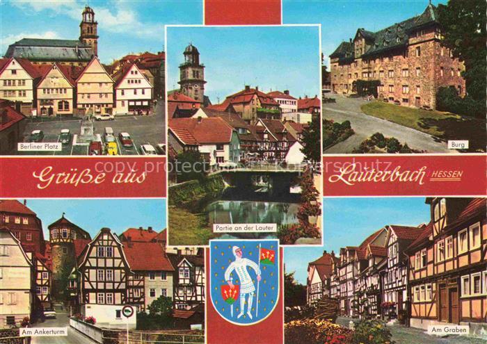 LAUTERBACH  Hessen Berliner Platz Partie an der Lauter Burg Ankerturm Am Graben