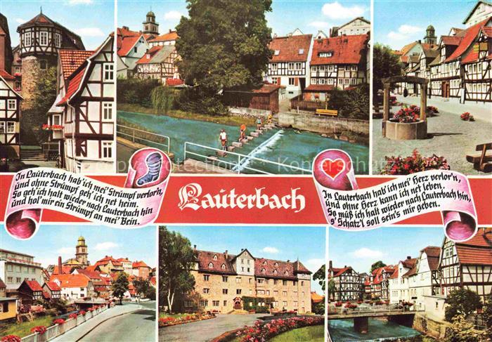 LAUTERBACH  Hessen Motive Altstadt Fachwerkhaeuser Brunnen Partie an der Lauter