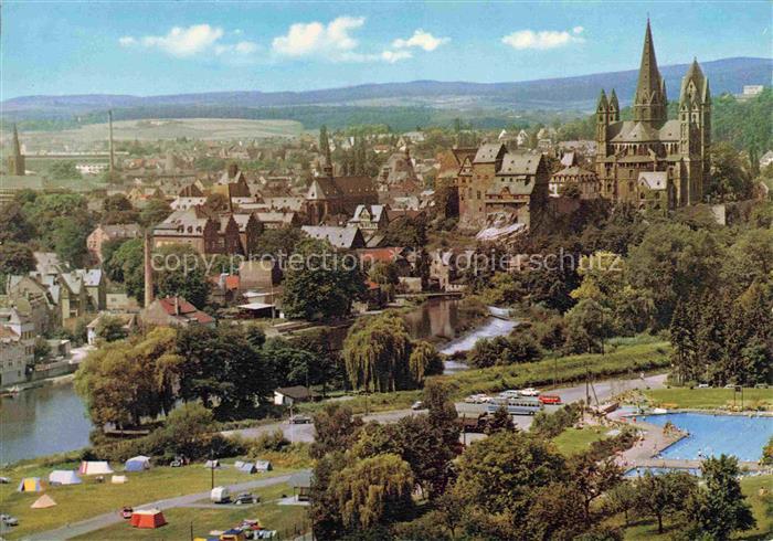 LIMBURG  Lahn Hessen Stadtbild mit Dom Freibad