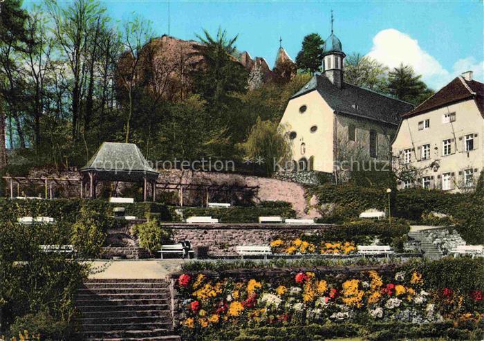 Lindenfels Odenwald Hessen Kurgarten Blick zur Burgruine Perle des Odenwaldes