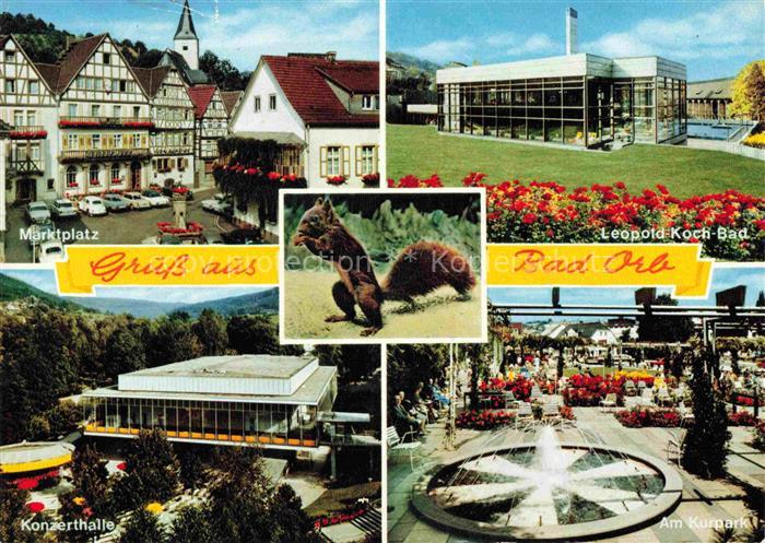 BAD ORB Hessen Marktplatz Leopold-Koch-Bad Eichhoernchen Konzerthalle Kurpark Wa