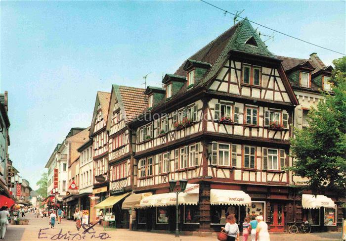 Bensheim Bergstrasse Hessen Marktplatz Fussgaengerzone Hauptstrasse Fachwerkhaeu