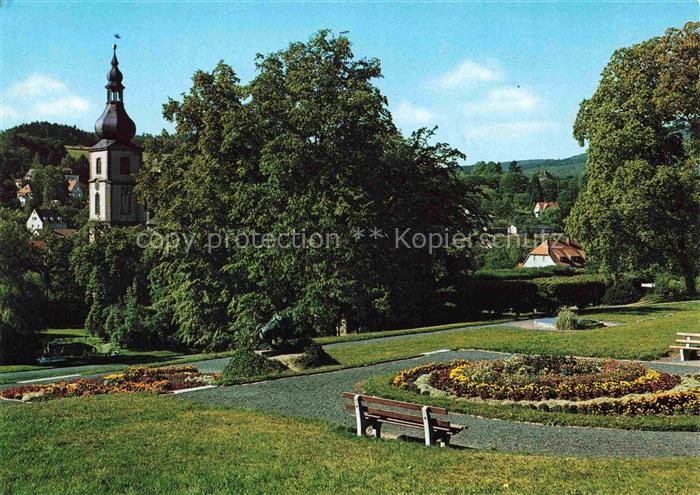 Gersfeld Rhoen Blick vom Schlosspark Kneipp- und Luftkurort Naturpark Rhoen