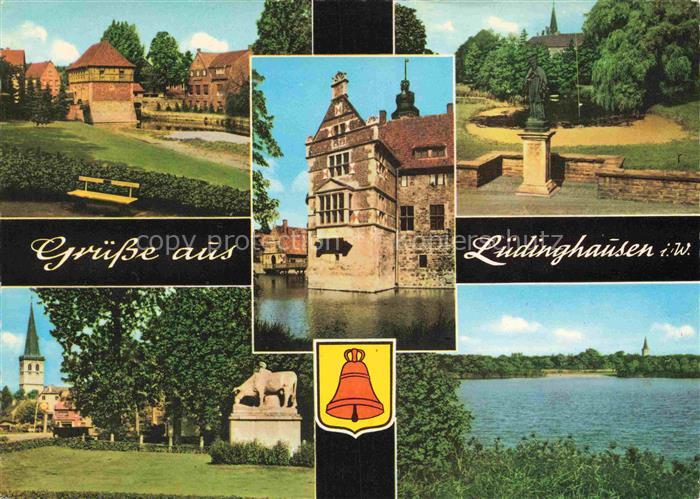 Luedinghausen Coesfeld NRW Teilansichten Burg Kirche Denkmal Partie am Wasser