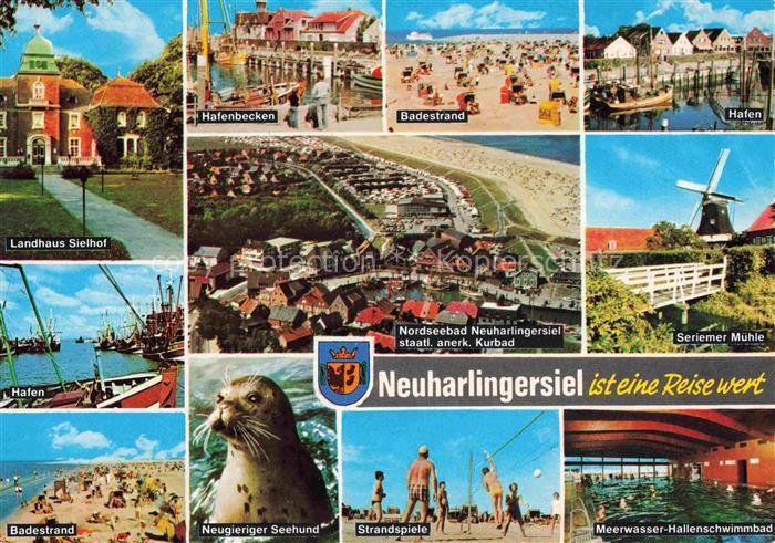 Neuharlingersiel Landhaus Sielhof Hafen Badestrand Luftaufnahme Seriemer Muehle