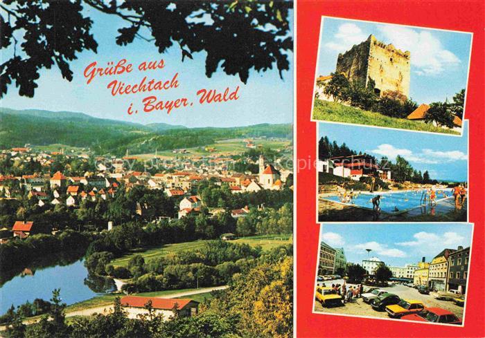 Viechtach Bayerischer Wald Panorama Burgruine Freibad Ortszentrum