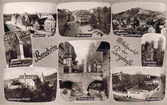 Bensheim Bergstrasse Hessen Hauptstrasse Marktplatz Kirchberg Brunnen Mittelbrue
