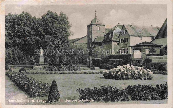 Bensheim Bergstrasse Hessen Hindenburg-Anlage Denkmal Statue Park Turm Blumenbee